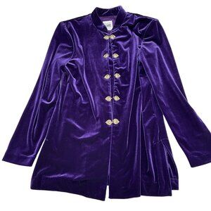 R&M Richards Jacket Women 8 Purple Gold Toggle‎ Velvet Stretch Eastern Tunic
